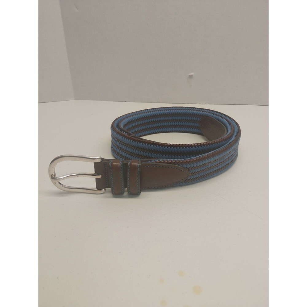 Maus & Hoffman Braided Blue/Brown Fabric And Leather Stretch Belt Size 110/42
